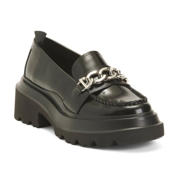 GH BASS Leather Platform Chain Lug Loafers - Picture 1 of 3